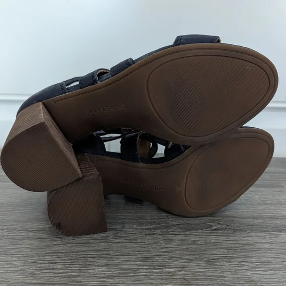 Lucky Brand Blue Leather Sandal Heel- Vyrah - Picture 10 of 10